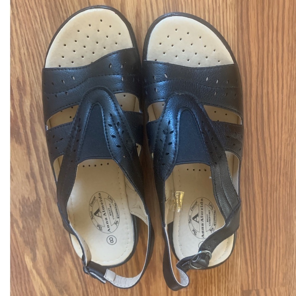 ANNA ALMEIDA 8 Women’s Black sandals NEW - Picture 6 of 12